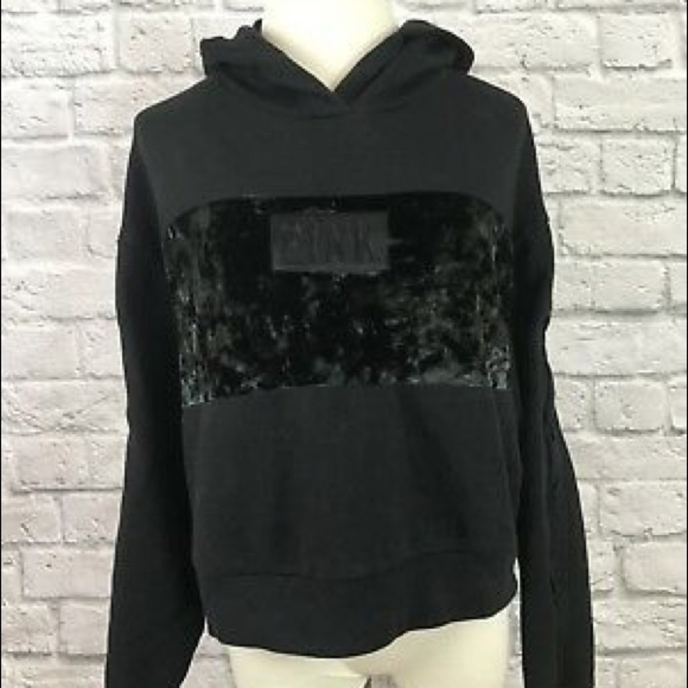 Victoria’s Secret Pink Cropped Velvet Hoodie